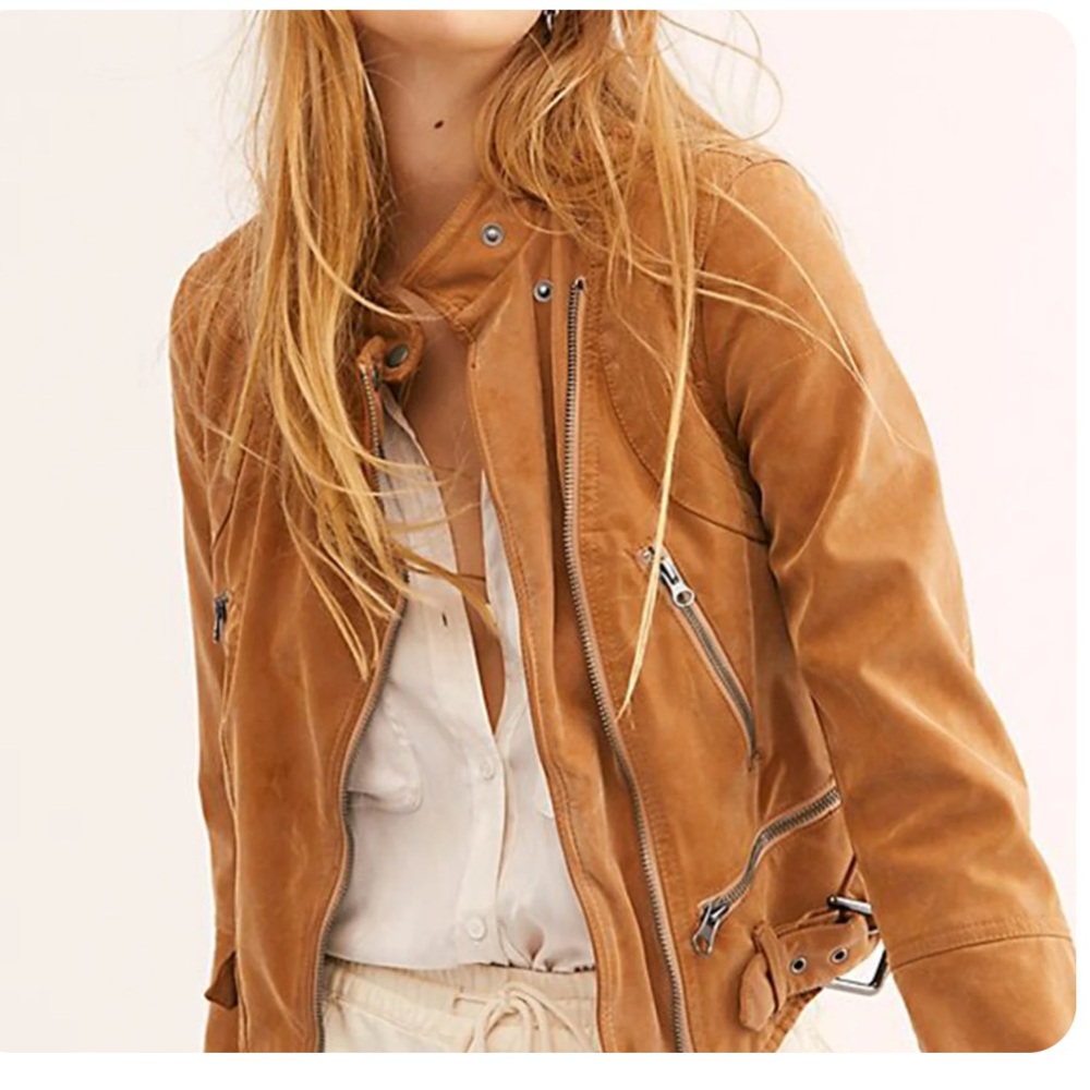 Free people Suede moto jacket size medium goat leather - Picture 1 of 6